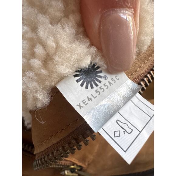 UGG Niels Boot In Water-resistant Chestnut Brien Leather. Size 11 Sherpa Lined - Picture 8 of 9